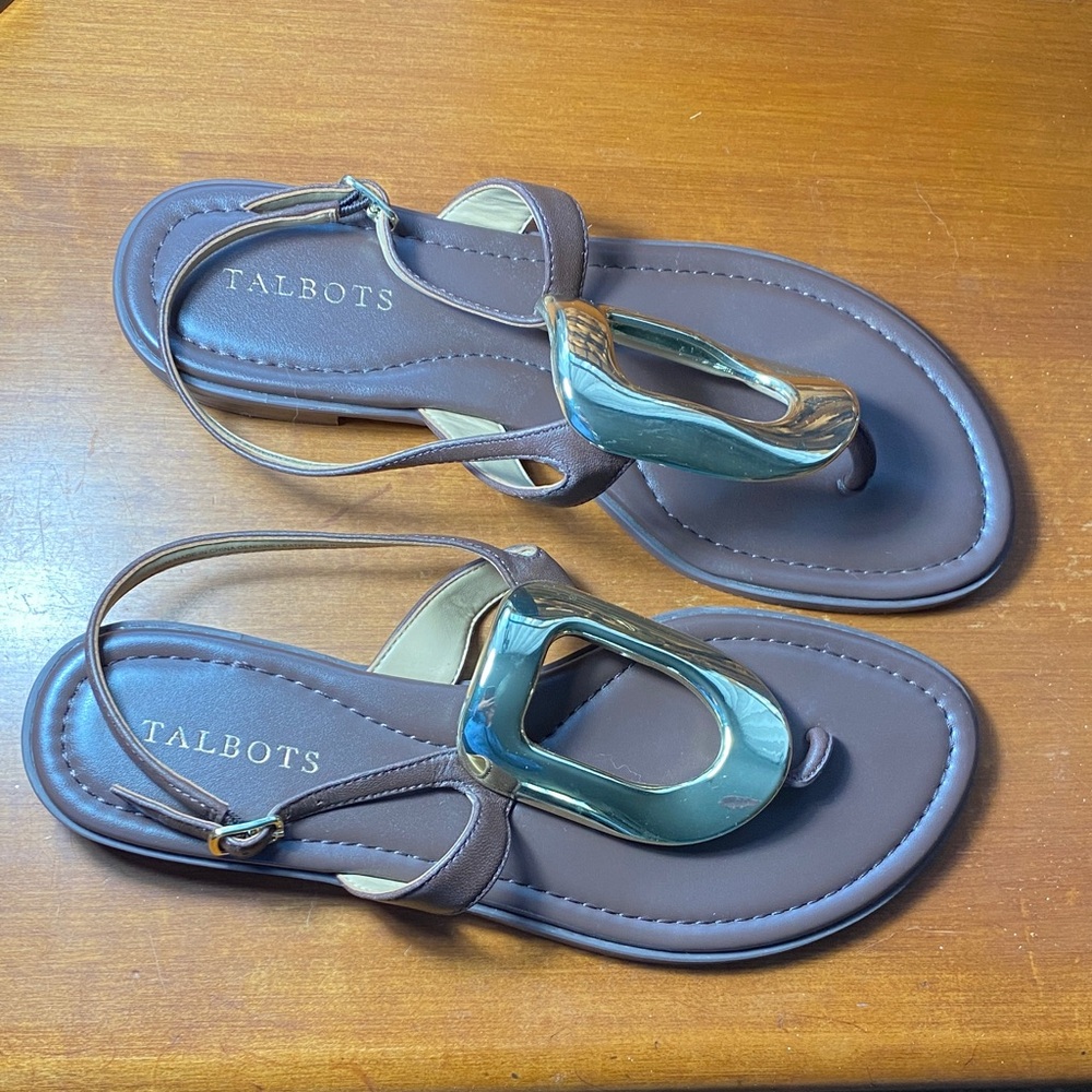 Talbots Brown Sandals with Metallic Detail